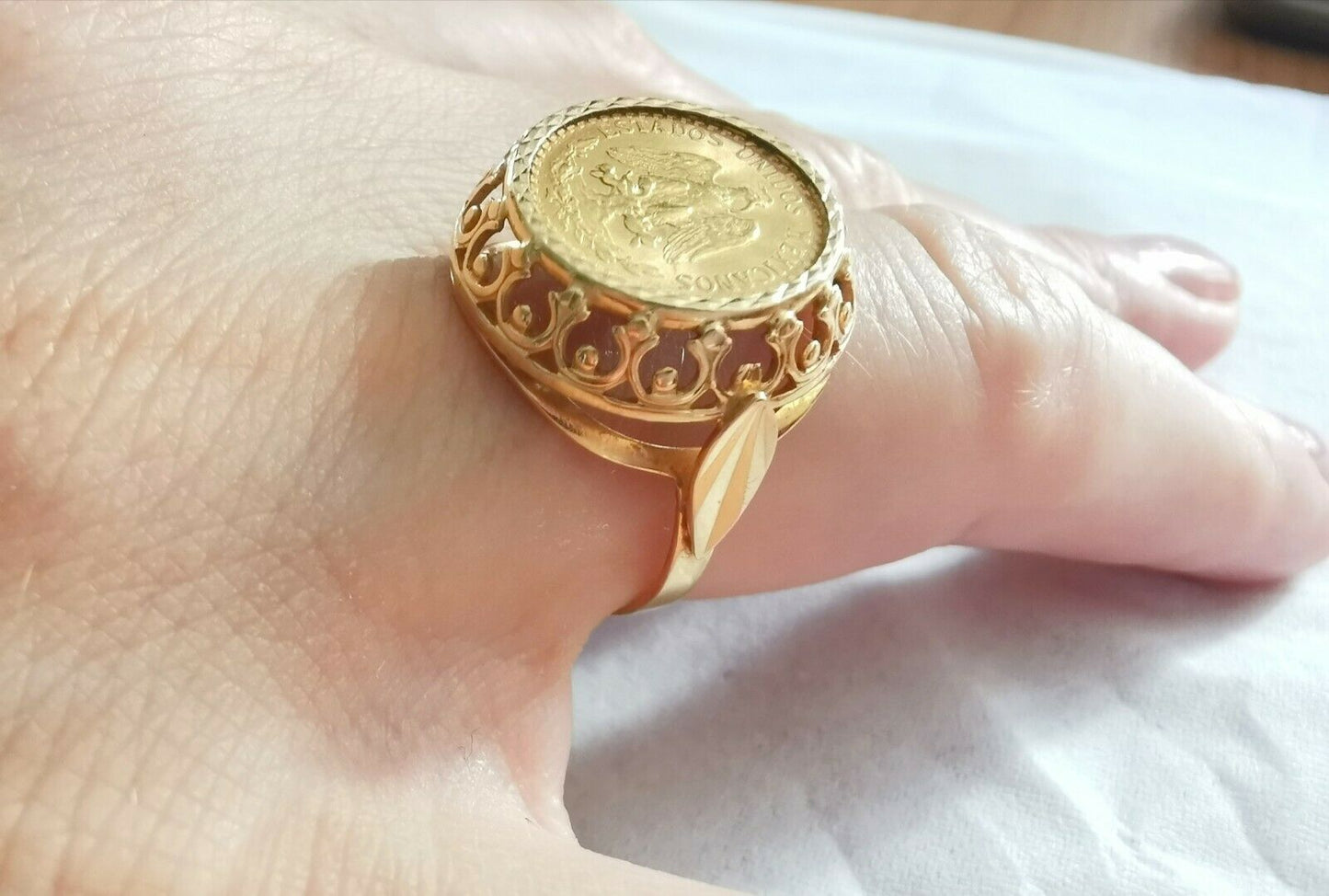 BAGUE EN OR PIÈCE OR 2 PESOS 1945