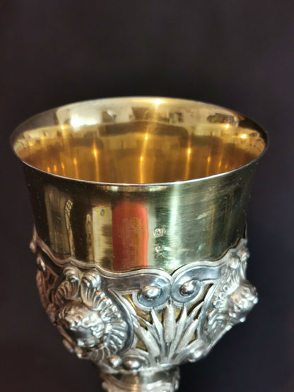 Ancien calice en argent massif et vermeil