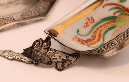 Service à thé argent porcelaine argent 1900