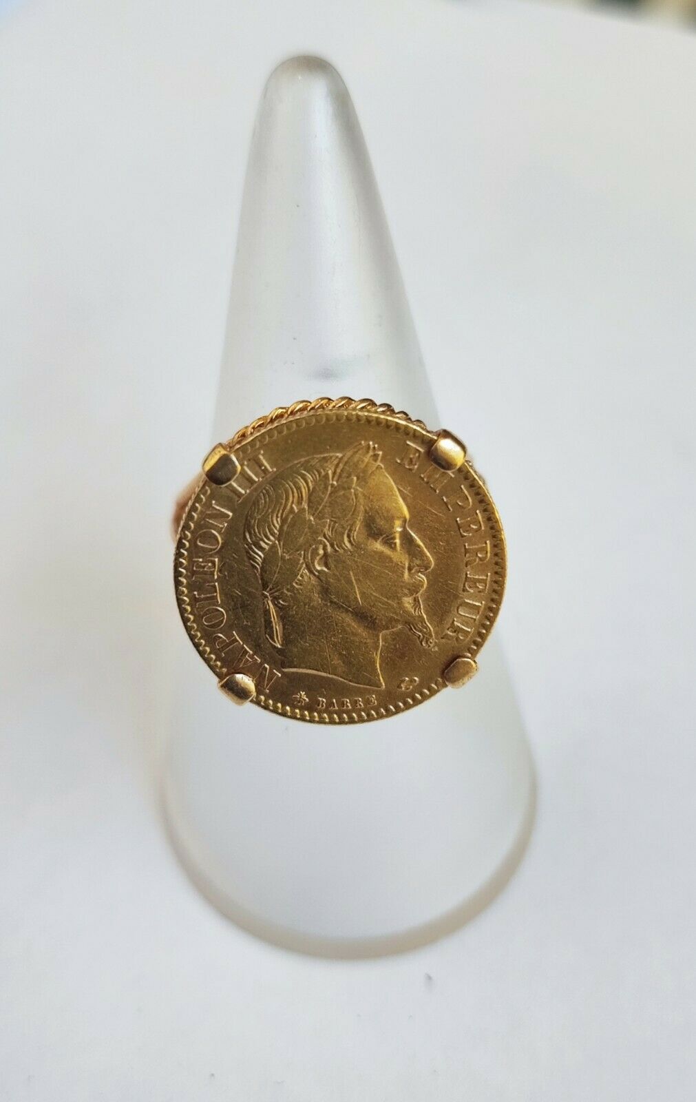 BAGUE CHEVALIÈRE OR 18 K PIECE 10 FRANCS OR NAPOLÉON III 1866