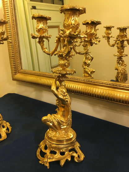 Paire de Candélabres Bougeoirs Louis XV XIXème siècle