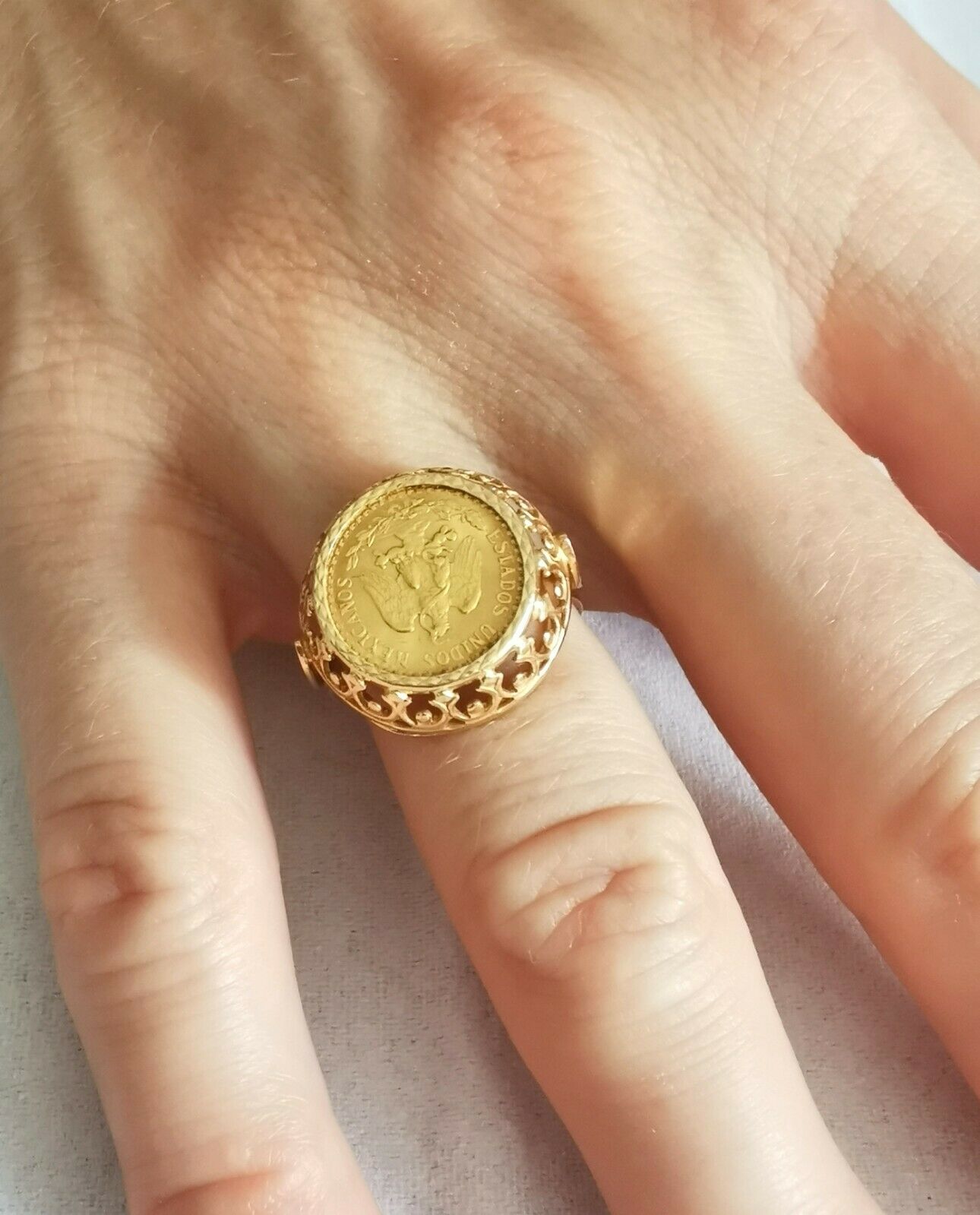 BAGUE EN OR PIÈCE OR 2 PESOS 1945