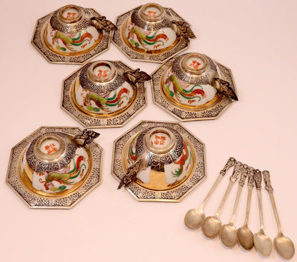 Service à thé argent porcelaine argent 1900