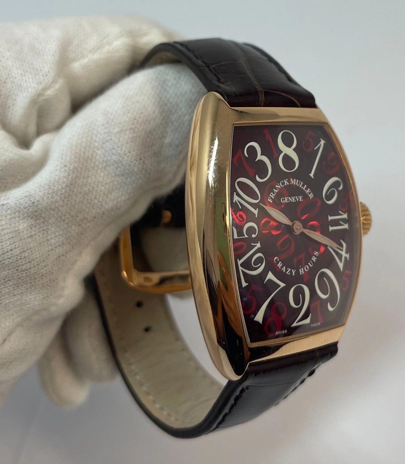 Franck Muller Cintrée Curvex Crazy Hours 7851CH5NR – Or 18 carats – Cadran rouge