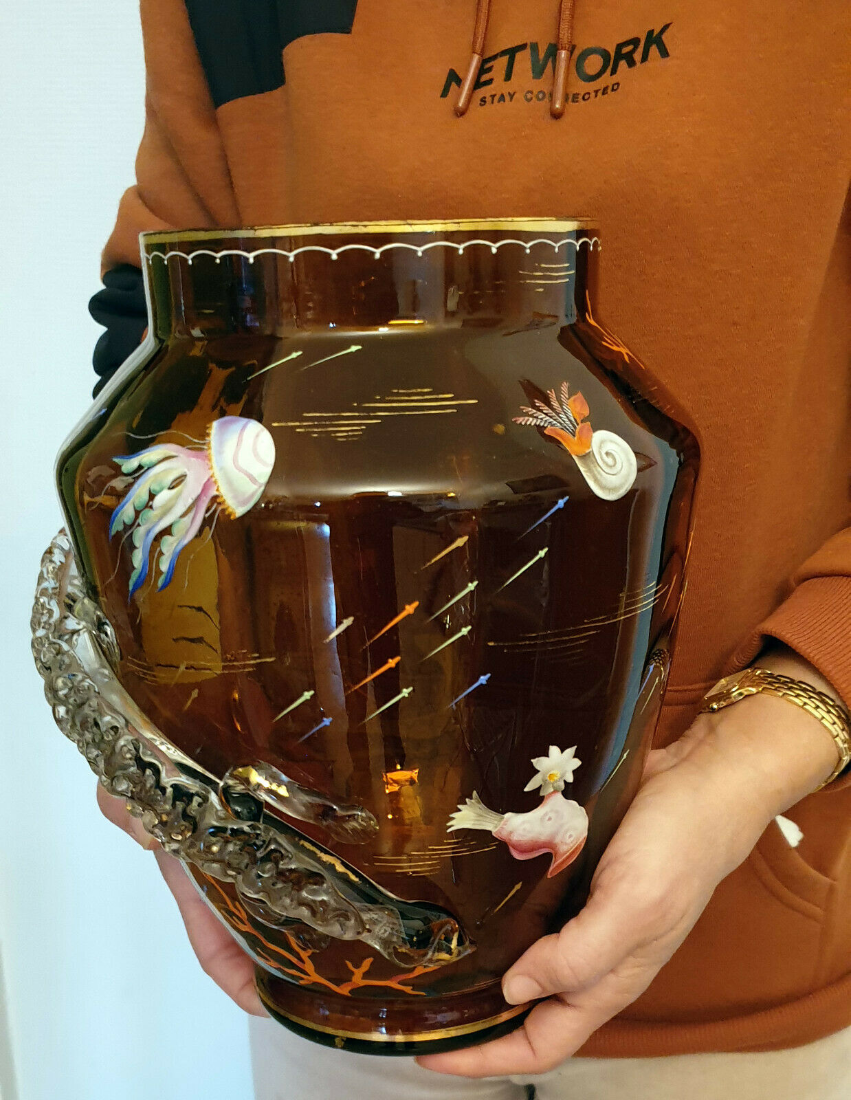 Vase cylindrique en verre émaillé