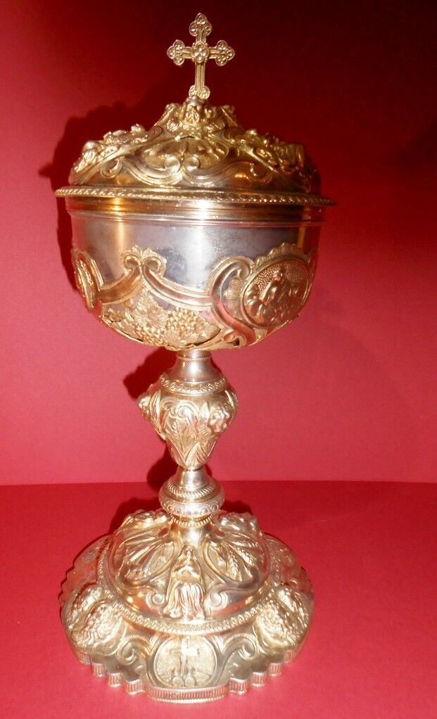 Calice catholique ciboire vermeil argent style Louis XV