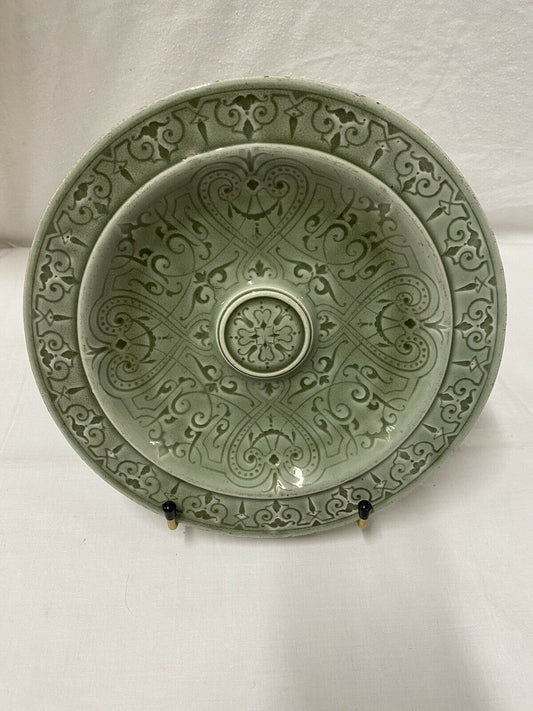 ASSIETTE CÉRAMIQUE ÉMAILLÉE VERT CÉLADON