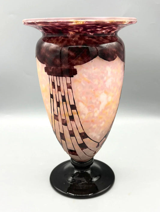 VASE PATE DE VERRE ART DECO "COLLIERS" SCHNEIDER LE VERRE FRANCAIS 1930