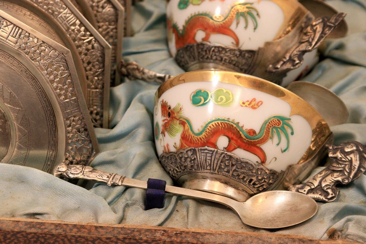 Service à thé argent porcelaine argent 1900