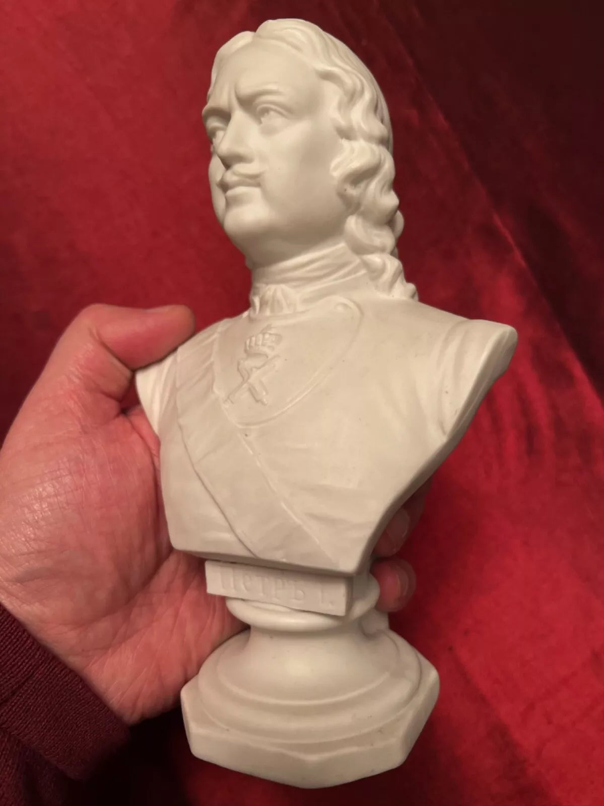 Statuette buste de Pierre Ier biscuit Empire russe