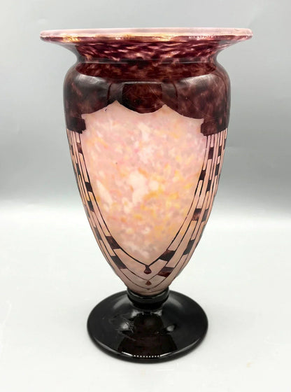 VASE PATE DE VERRE ART DECO "COLLIERS" SCHNEIDER LE VERRE FRANCAIS 1930