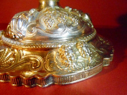 Calice catholique ciboire vermeil argent style Louis XV