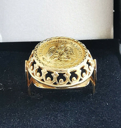 BAGUE EN OR PIÈCE OR 2 PESOS 1945