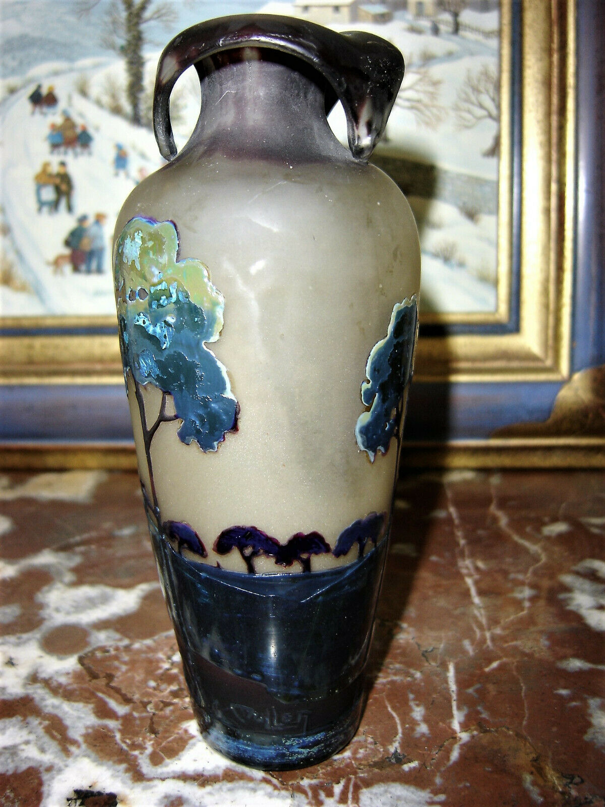 Vase Muller fluogravures art nouveau