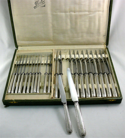 Coffret de 24 couteaux argent fourré modèle Rubans Minerve