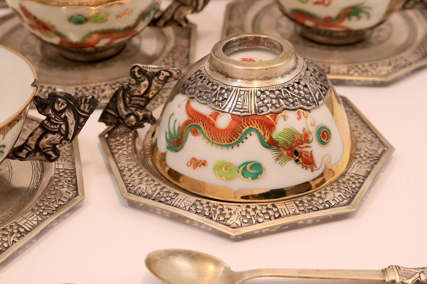 Service à thé argent porcelaine argent 1900