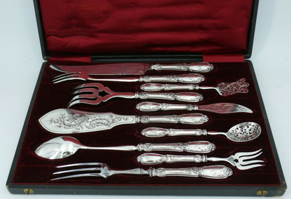 Coffret de 10 pièces de service argent massif Minerve