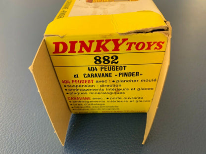 Ancien voiture  Dinky toys France 404 Peugeot et caravane Pinder