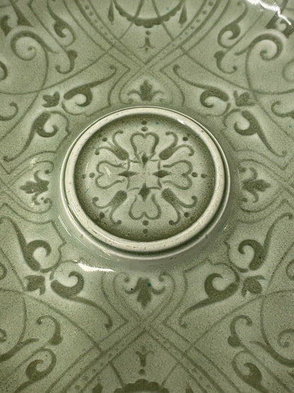 ASSIETTE CÉRAMIQUE ÉMAILLÉE VERT CÉLADON