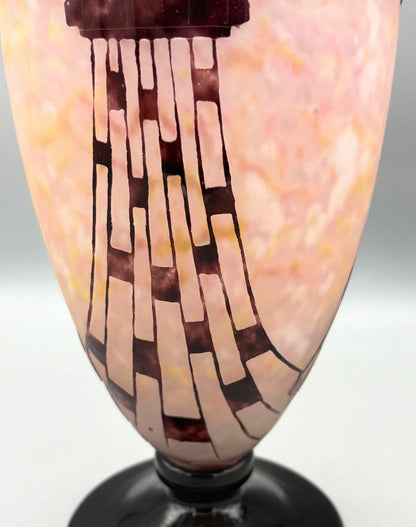 VASE PATE DE VERRE ART DECO "COLLIERS" SCHNEIDER LE VERRE FRANCAIS 1930