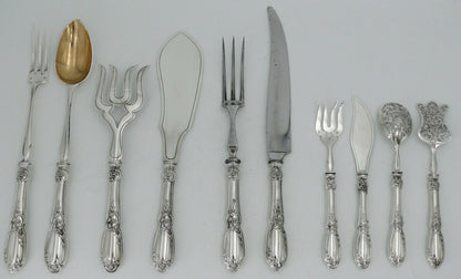 Coffret de 10 pièces de service argent massif Minerve