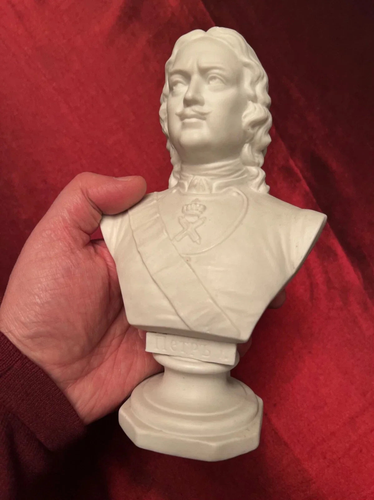 Statuette buste de Pierre Ier biscuit Empire russe