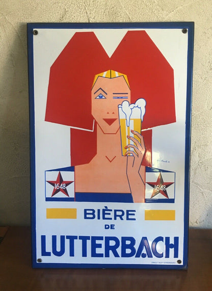 Ancienne plaque émaillée bière de Lutterbach