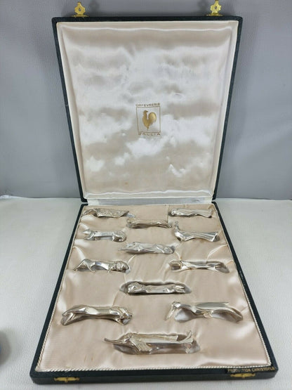 Ensemble de 12 porte-couteaux Christofle Gallia en métal argenté