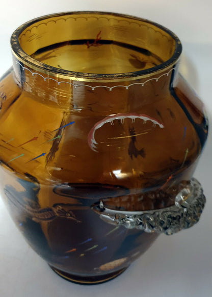 Vase cylindrique en verre émaillé