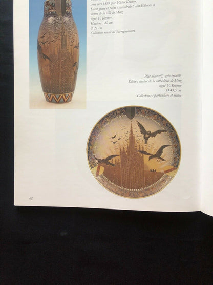 Rare grand plat grès émaillé Victor KREMER 1895