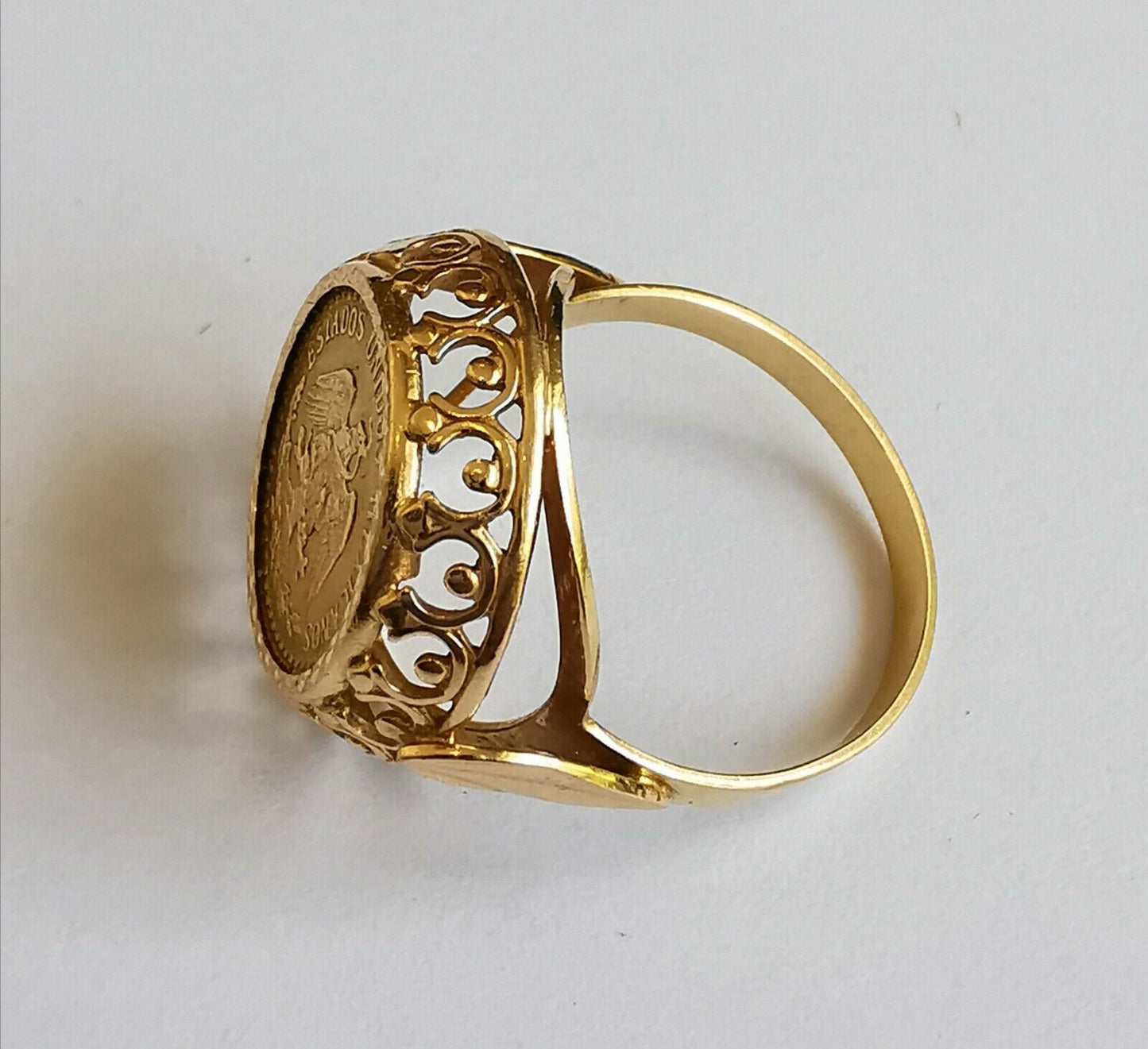BAGUE EN OR PIÈCE OR 2 PESOS 1945