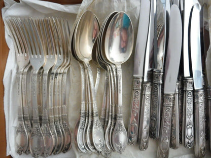 SUPERBE ENSEMBLE EMPIRE ARGENT MASSIF 89 PIECES MINERVE