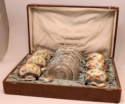 Service à thé argent porcelaine argent 1900